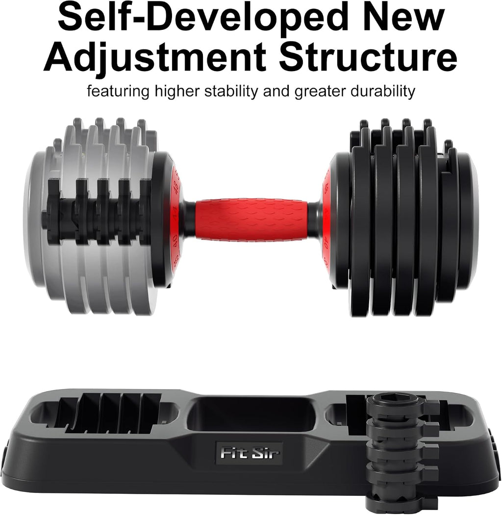 Adjustable Dumbbell Set, 10-in-1 25LB/55LB Ajustable Dumbbells with Safe Locking System, Enclosed Storage Tray, 1 Sec Fast Adjustment, Comfortable Non-Slip Textured Grip, Suitable for Home Gym Workouts Men and Women