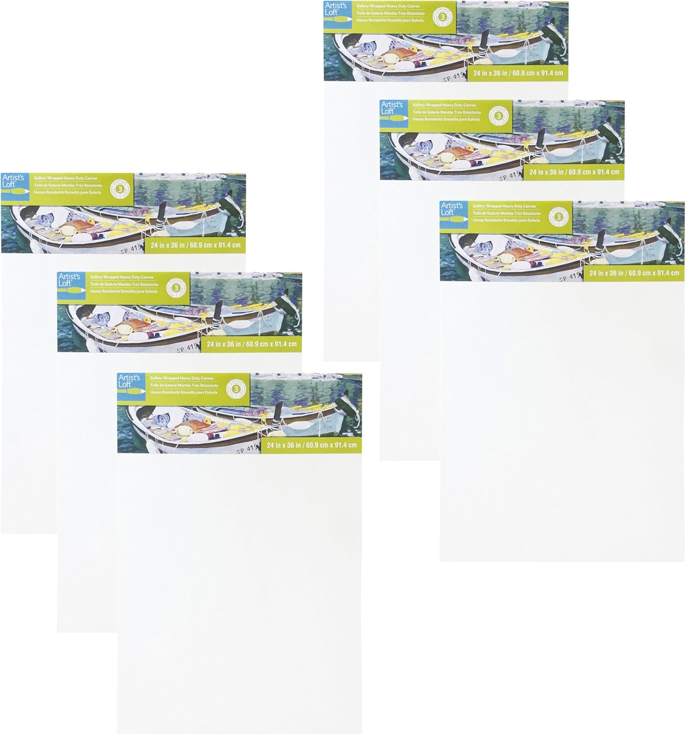 Artist's Loft 24' x 36' Level 3 Gallery Wrapped Heavy Duty Canvas - Archival, Acid Free Cotton Canvas for Acrylic and Oil Paint - Bulk 6 Pack