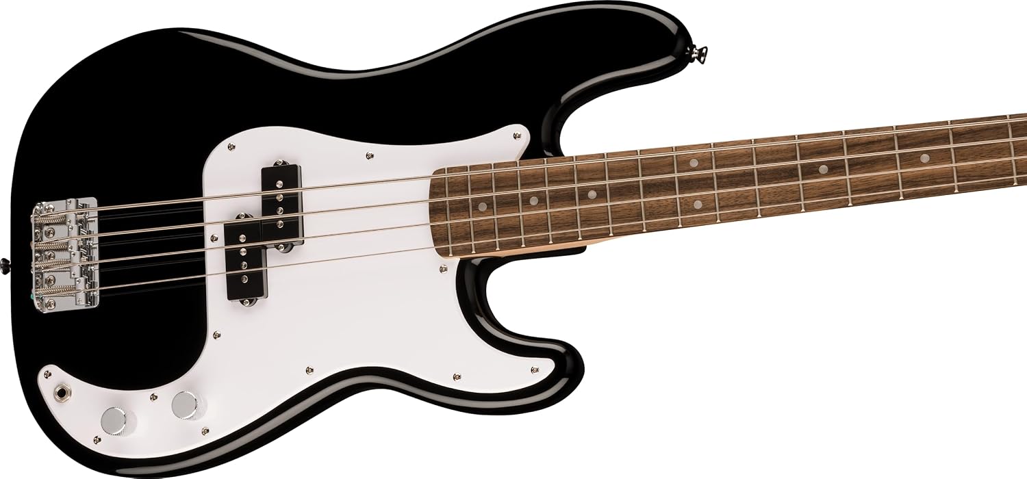 Fender Squier Sonic Precision Bass Guitar, Beginner Guitar, Includes 30 Days of Free Lessons, Laurel Fingerboard and Step Up Pickups, Chrome Hardware, and Polyurethane Finish, Black