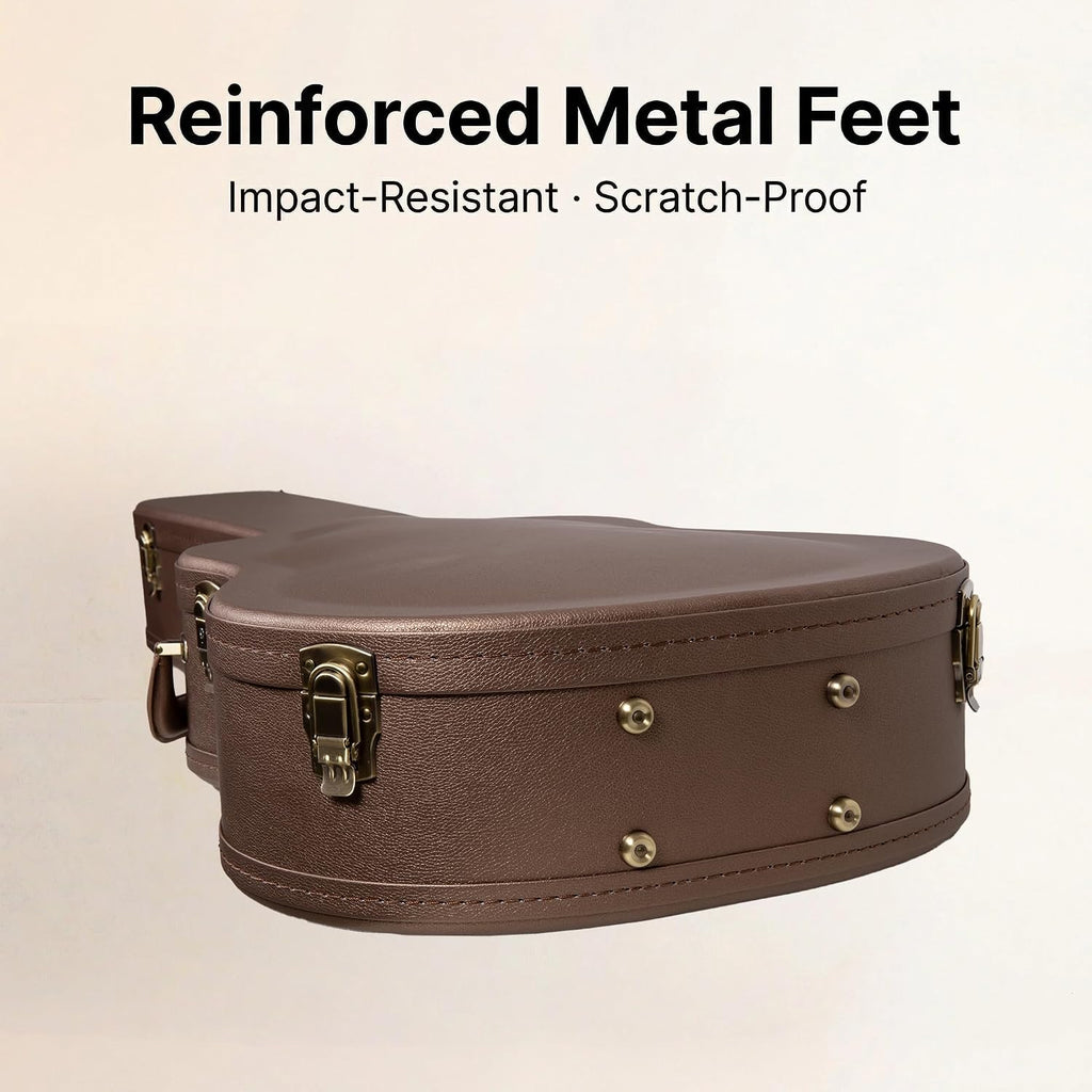 Crossrock Wooden Electric Guitar Case for 335 Style Semi-Hollow | Chocolate Brown Faux Leather, Purple Velvet Interior, Lock – Designer Series(CRW520SACB)