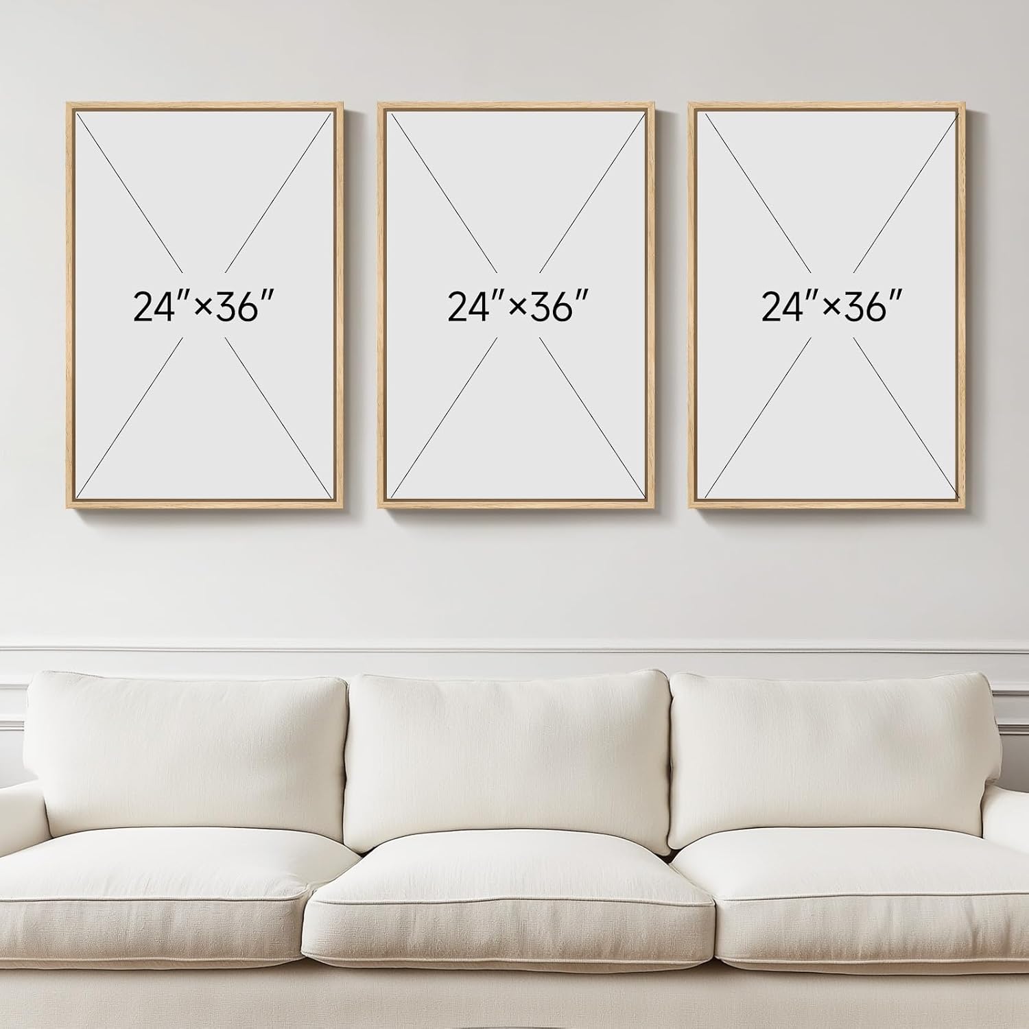 Large Framed Black and White Neutral Abstract Wall Art for Living Room, 3 Piece Canvas Prints Paintings Artwork for Walls, Modern Minimalist Abstract Pictures for Hallway Office Wall Decor 24x36 In