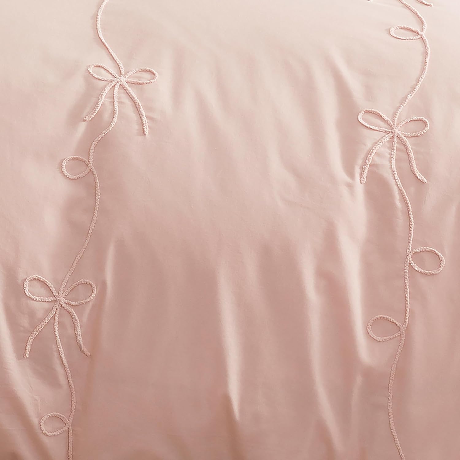 Peri Home Bows Bedding Cottage Core 100% Cotton 3-Piece Comforter and Sham Set, King, Blush Sasha Bows
