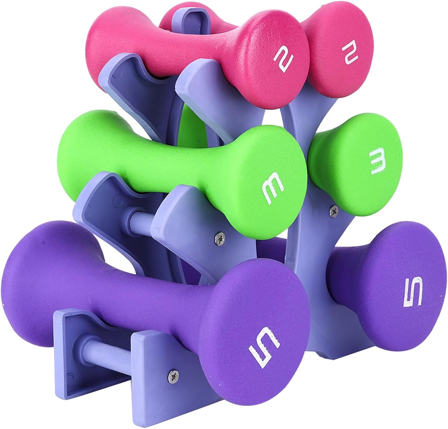 Dumbbell Hand Weights, Anti - Slip 6pcs Hand Fitness Weights Set with Dumbbell Rack, 2lb 3lb 5lb Bodybuilding Exercise Equipment