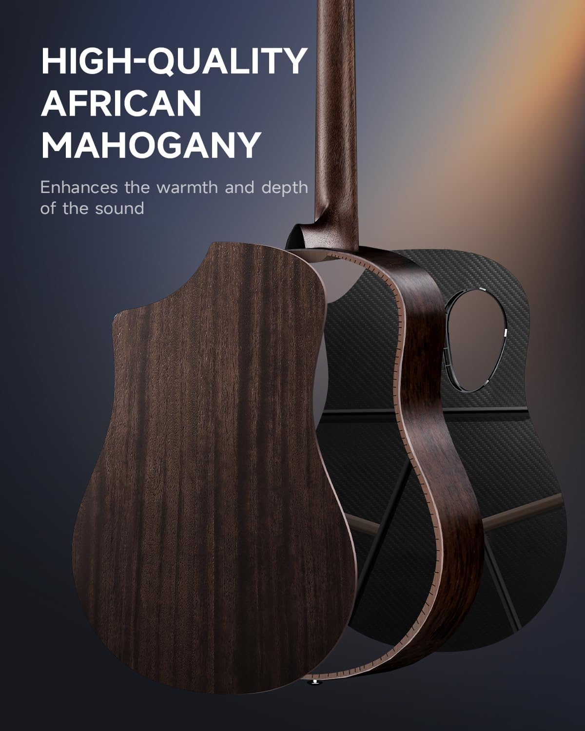 Donner Acoustic Guitar Kits for Beginners, Intermediate Learners & Adults - 38' Steel-String Guitars with Carbon Fiber Top, Wooden Bowl, Includes Free Lessons, Case, Strap (Satin, Black)