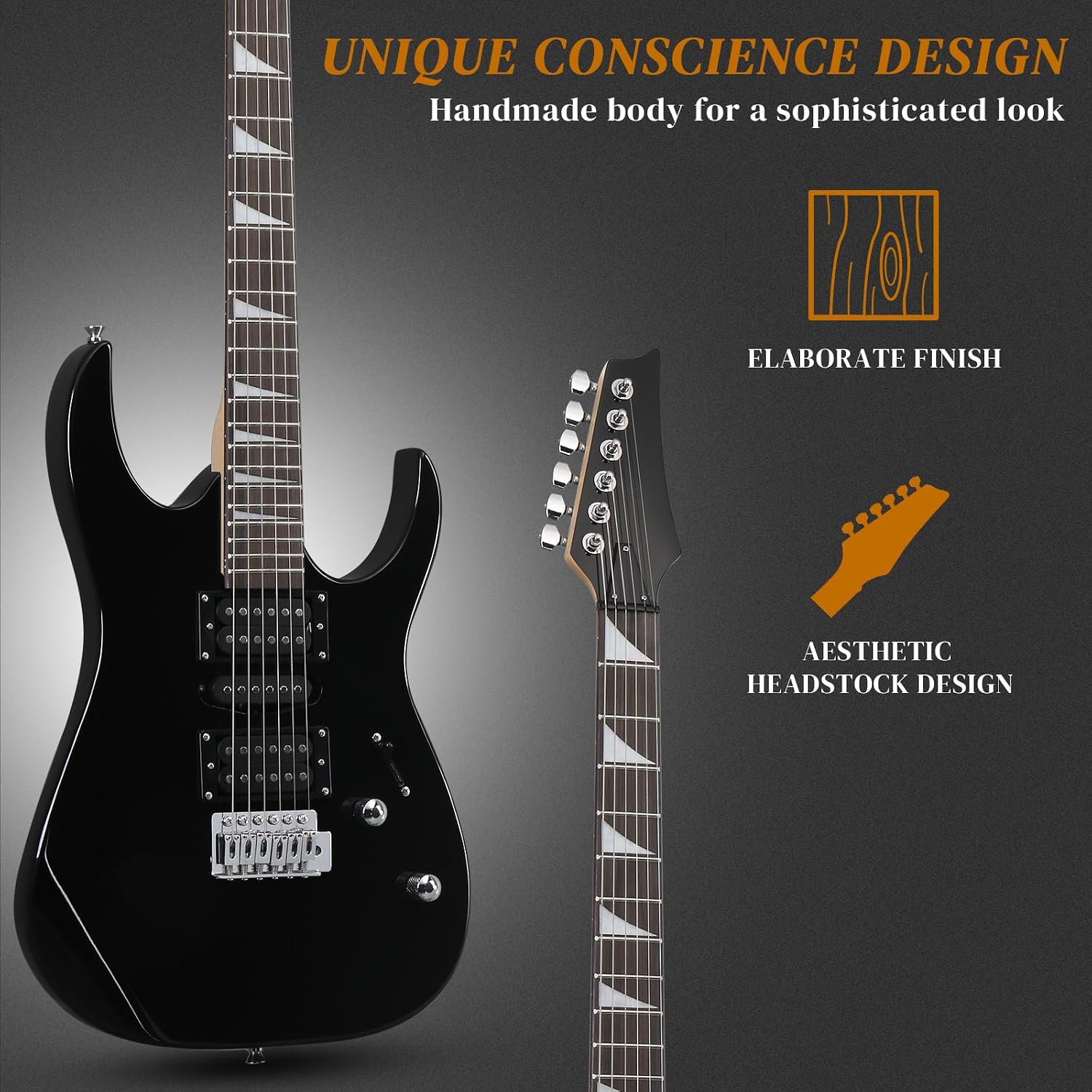 Ktaxon 39' Electric Guitar with 20Watt Amp, Full Size 170 Model Starter Guitar Kit for Beginners & Professionals W/Bag, Shoulder Strap, Wrench Tool, Plectrum - Black