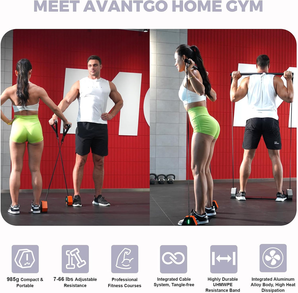 Portable Home Gym, Multifunctional Cable Fitness Machine, Resistance Adjustable Functional Trainer, App & Bluetooth Connection, Full Body Workouts, Fitness Anywhere, Gray