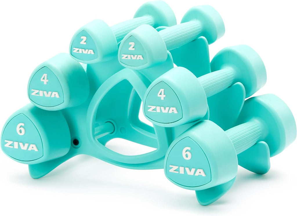 ZIVA RPU Tribell Dumbbell Pair – Premium Urethane-Coated Hand Weights with Ergonomic textured Grip & Steel Core – 2–20 lb Sets in Multiple Colors for Strength Training