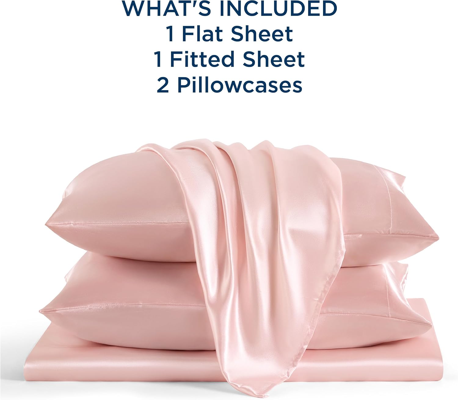 Twin XL Size 4-Piece Sheet Set Premium 30 Momme Mulberry Silk Bed Sheets Set Fits 23-26' Deep Pocket (Solid, Light Pink)