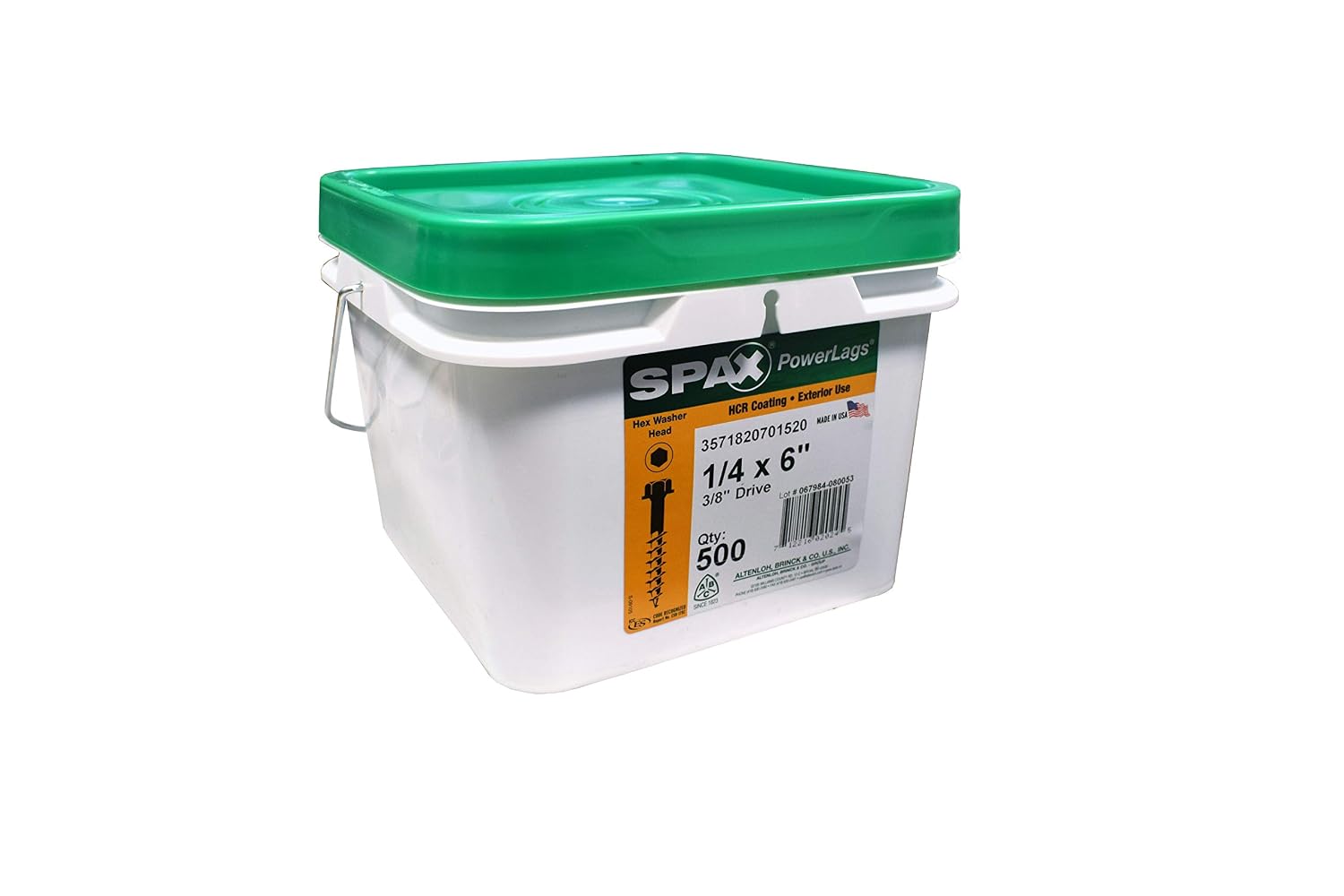 SPAX 3571820701520 1/4 x 6 Hex Drive Washer Head HCR (Exterior) PowerLag Screw (500 Pieces Per Pail)