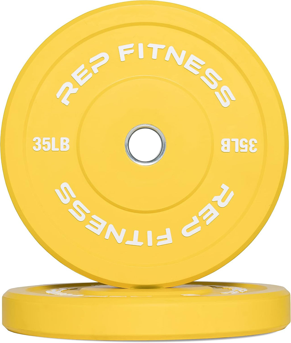 REP Color Bumper Plates LB Olympic Barbell Weights – Rubber Training Discs for Home Gym Strength Lifting, Low Bounce Durable, Weight Pairs & Sets 10 15 25 35 45 Pound Options
