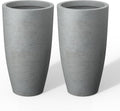 Kante 23.6' H Natural Concrete Tall Planters (Set of 2), Large Outdoor Indoor Decorative Plant Pots with Drainage Hole and Rubber Plug, Modern Style for Home and Garden