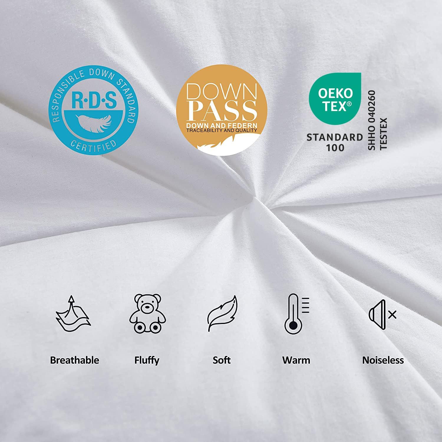 Luxurious All-Season Goose Down Feather Fiber Comforter Oversize Queen Duvet Insert (98x98), Exquisite Pinch Pleat Design- White, Premium Baffle Box, 100% Egyptian Cotton Cover, 70 oz. Fill Weight