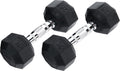 Ader 2-100LB Octagon Deluxe Professional Rubber Dumbbell, Pair