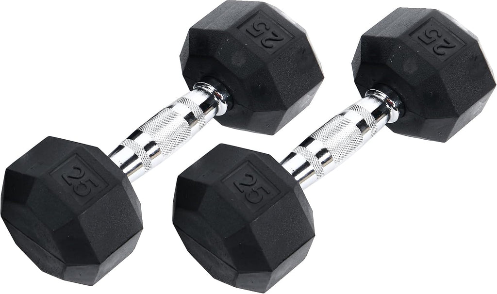 Ader Dumbbell Rack w/ 3-25lb Rubber Dumbbells 6 Pairs