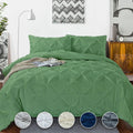 Crown Collection Luxuriate Hotel 1000-TC Hypoallergenic Ultra Soft Design 100% Egyptian Cotton Pinch Plated Duvet Cover with Zipper Colser & 2pcs Pillow Case Set (Oversize 98x120, Moss)
