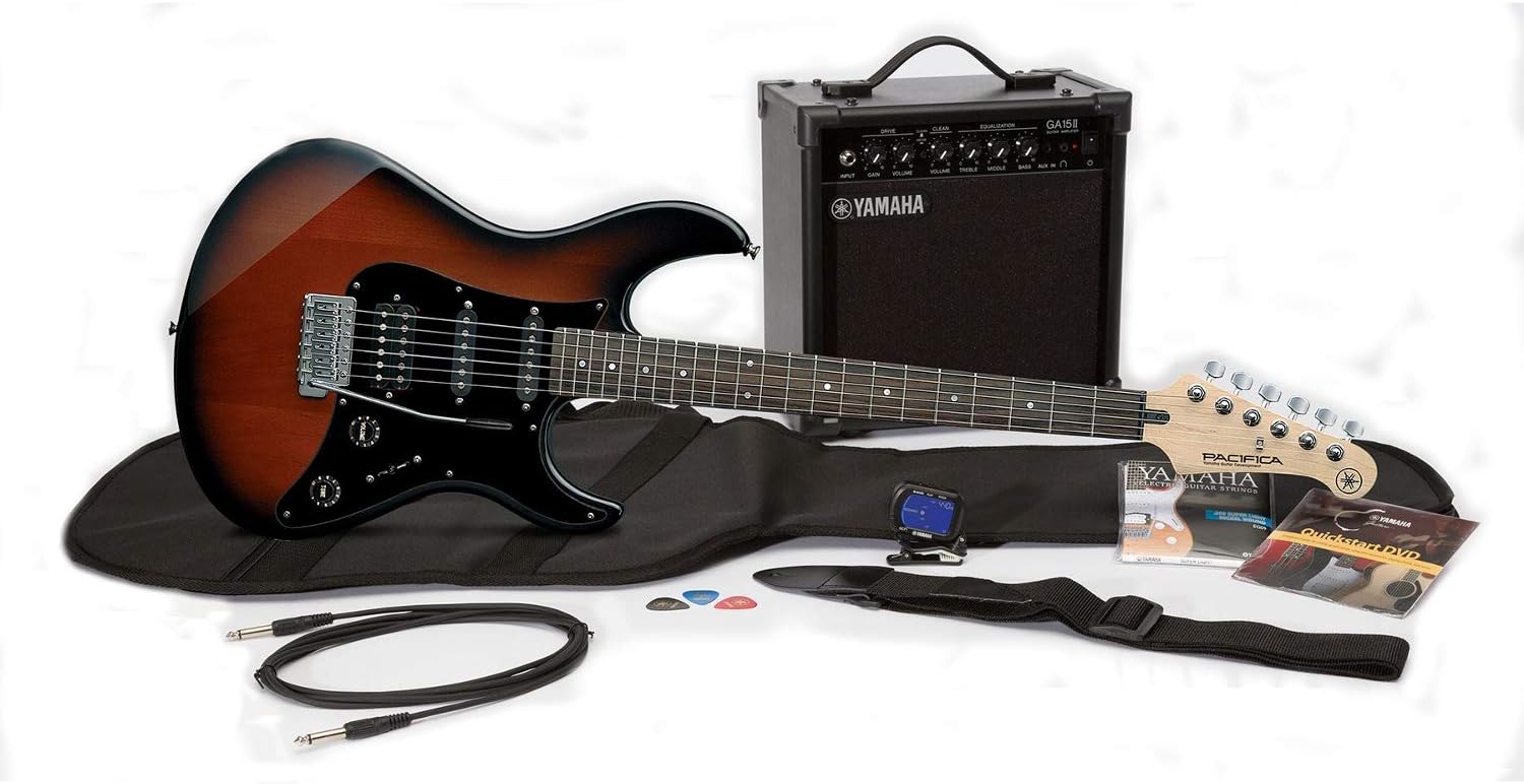 Yamaha GigMaker EG Electric Guitar Pack with Amplifier, Gig Bag, Tuner, Cable, Strap and Picks - Old Violin Sunburst