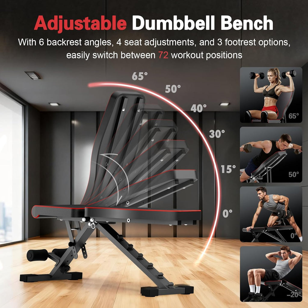 2026 ALSO GO New Adjustable Weight Bench, Workout Benches with Leg Extension, Foldable Incline Decline Bench Press, Roman Chair, Full Body Strength Training Equipment for Home Gym