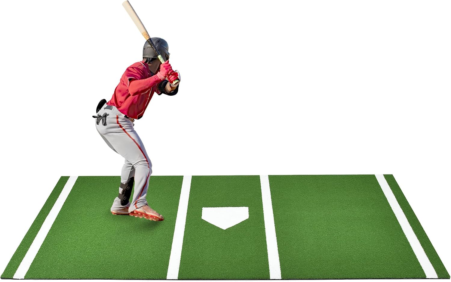 Shopsource Baseball Batting Mat, 12x6ft Softball Hitting Mat, Batters Box Turf Mats with Home Plate, Anti-Slip Baseball Softball Cage Mats for Indoor Outdoor