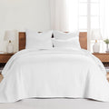 Levtex Home Cross Stitch Reversible Twin Bedspread Set (84x104in) with 1 Pillow Sham (26x20in) - Stitch Texture - Bright White - Cotton Twin Size Bedspread Set - Lightweight, Soft, Pre-Washed