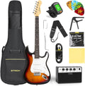 STRICH Electric Guitar Beginner Kit, Solid Body 39' Full Size Electric Guitar SSS Pick Up for Starter, with 5W x 2 Amp, Bag, Digital Tuner, Capo, Strap, String,Cable, Picks, SST-S10 Sunburst