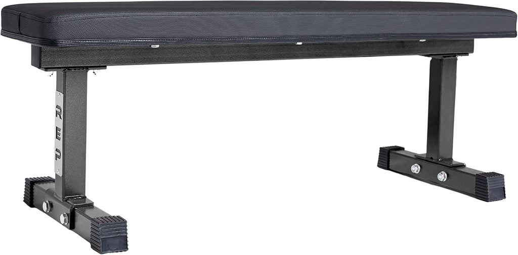 REP Fitness Flat Weight Bench, Heavy Duty Workout Bench For Home Gym, Folding Fitness Equipment For Strength Training, Adjustable Utility Platform For Dumbbells, Barbell, Lifting And Core Exercises