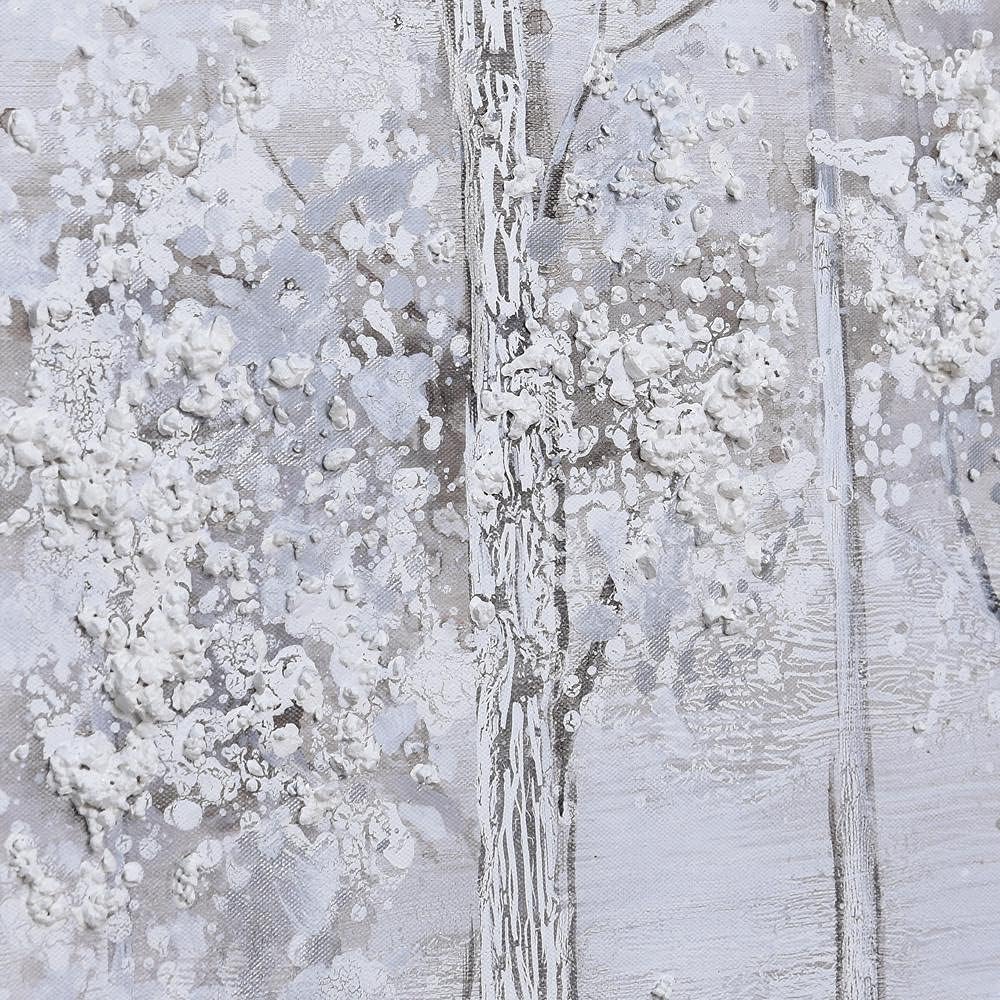 Empire Art Direct Abstract Wall Art Textured Hand Painted Canvas by Martin Edwards, Triptych, 48' x 16' each, Silver Winter