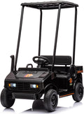12V 7AH Golf Cart for Kids Boys Girls, Battery Powered Ride on Toys with Parent Remote Control, 2 Seater Ride on Golf Cart with Plastic Roof, Real Pedal, Music Player, Horn (Black)