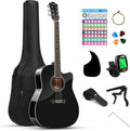 Moukey 41' Acoustic Guitar for Beginners Adult Teen Full Size Guitarra Acustica with Chord Poster, Gig Bag, Tuner,Steel Strings, Capo, Strap - Black