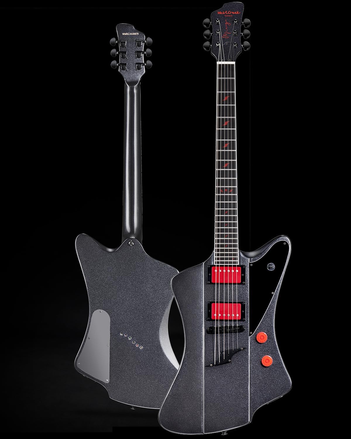 WestCreek Mirage Solid Body Electric Guitar, Mahogany Body, Maple Neck, Ebony Fretboard, Rounded End Frets, Bone Nut, 24 Frets (Black)