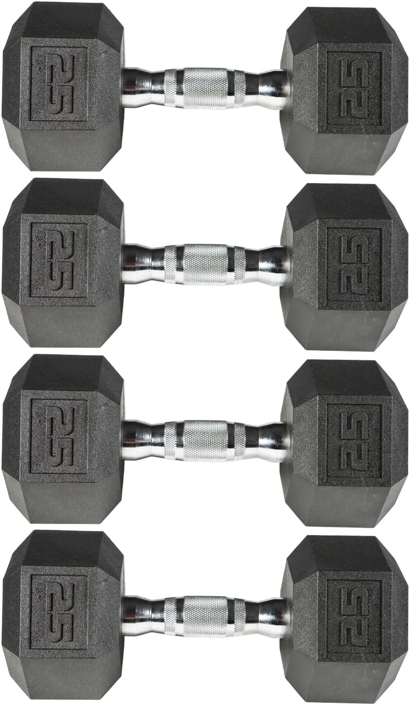 PVC Hex Dumbbell with Chrome Ergonomic Handle – Durable Noise-Reducing PVC Coated Dumbbells Weights for Strength Training, Bodybuilding, Lifting Home Gym – 5 lbs to 50 lbs Pack 1, 2 & 4