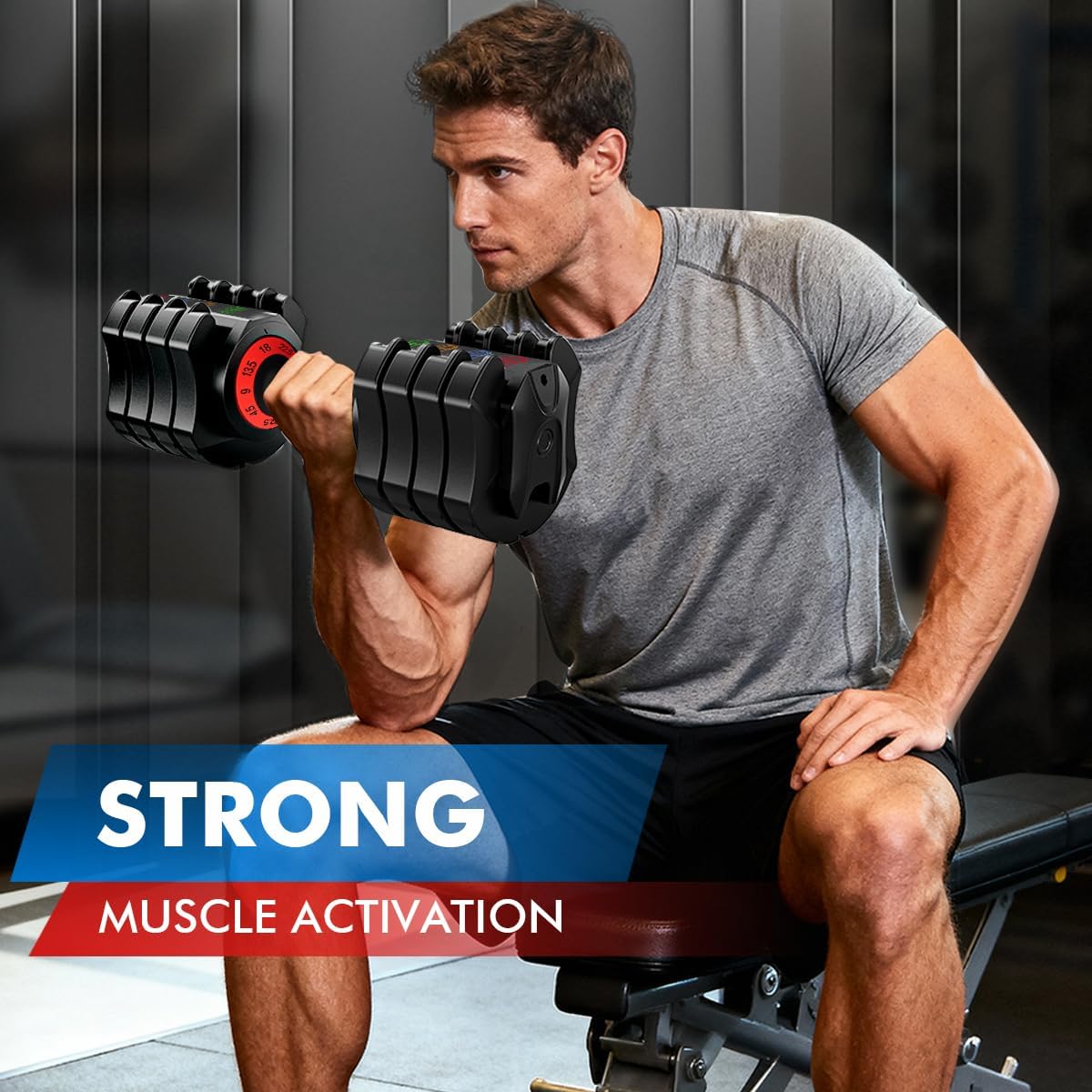 22.5lbs Adjustable Dumbbells, 5-in-1 Design for Full Body Workout, Space-Saving & Safe for Home Gym, Ideal for Beginners & Fitness Enthusiasts