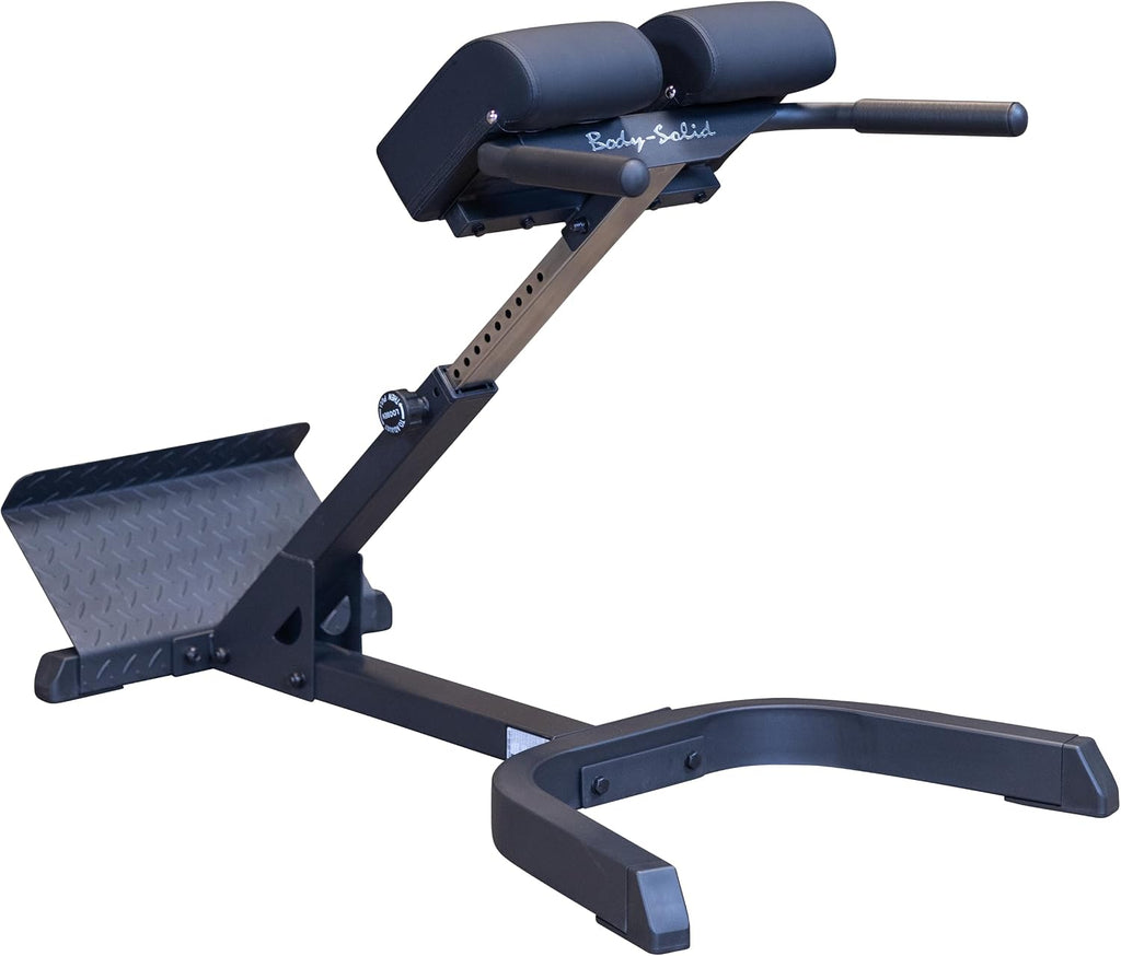 Body-Solid (GHYP345B) 45 Degree Hyperextension Bench - Adjustable Back & Abdominal Exercise Machine with Thick Support Pads for Home and Commercial Gym, Black