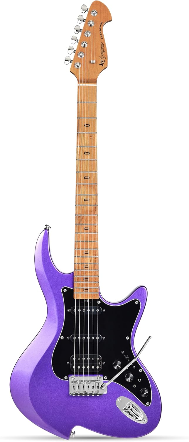 Leo Jaymz Character Series Electric Guitar with Roasted Maple Neck, SSH Active Pickups, Built-in Multi-Effects & Vintage Tremolo (Purple)