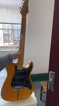 MBS Solid Body Electric Guitar with Mahogany Body, Maple Fingerboard and Bone Nut, for Beginner to Professional Players, Right Handed, Natural Gloss Surface