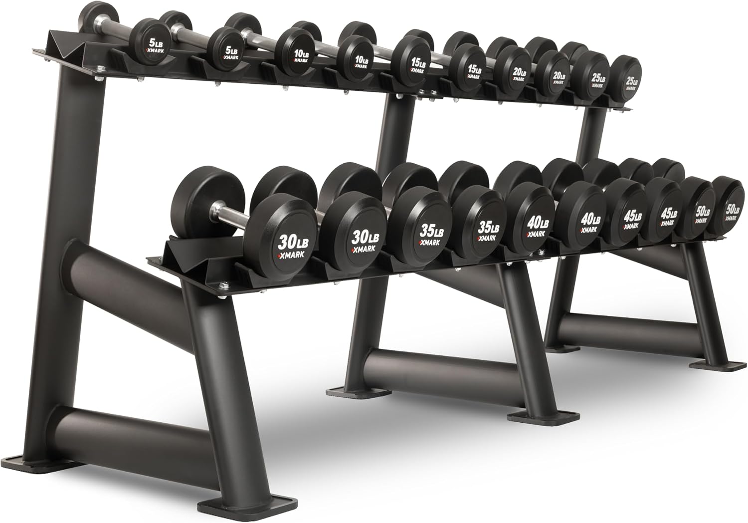 XMARK Dumbbell Weights Sets, 5-50lb and 5-75lb Dumbbell Sets, No Odor, Urethane Dumbbells, Commercial Gym and Home Gym Equipment