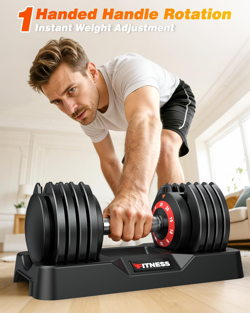 Rendpas Adjustable Dumbbells Set of 2, 5-in-1/10-in-1/16-in-1 Quick-Lock Hand Weights 25/55/80 lbs Pair, Anti-Slip Handle Free Weights Set for Home Gym Strength Training for Men Women
