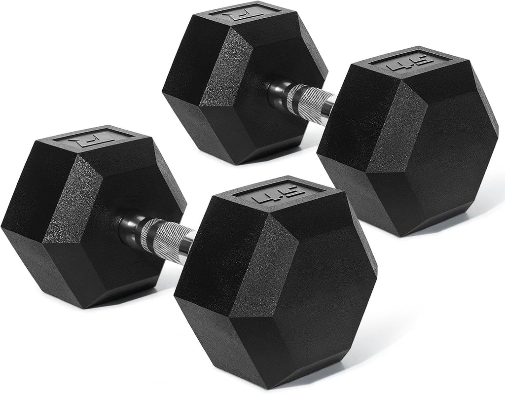 Ritfit 5-650 LBS PVC Encased Hex Dumbbell Sets with Optional Rack for Home Gym, Hand weight with Chrome Handle for Strength Training,Workouts
