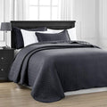 MOONLIGHT20015 Twin Quilt Set (66' x 86') with 1 Pillow Sham (20' x 26'+2') for All Season - 2 Pcs Reversible Bedding Set Lightweight Microfiber Coverlet Embossed Pattern Quilted Bedspread (Charcoal)