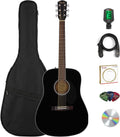 Fender CD-60S Solid Top Dreadnought Acoustic Guitar - Black Bundle with Gig Bag, Tuner, Strap, Strings, Picks, and Austin Bazaar Instructional DVD