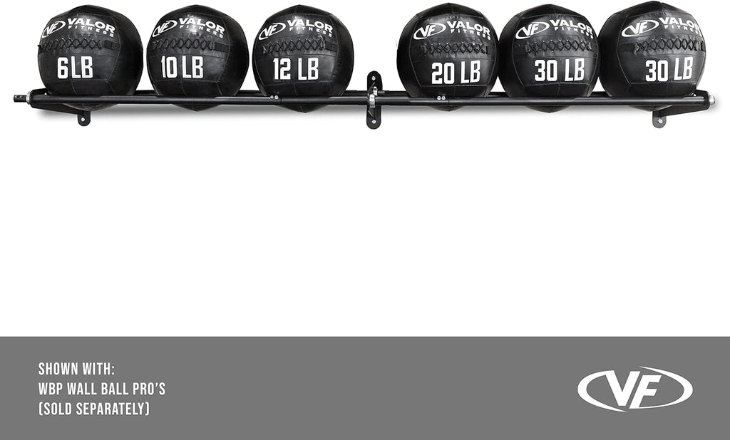 Valor Fitness Wall-Mounted Adjustable Ball Storage Rack – Holds Slam Balls, Medicine Balls, Stability Balls, Basketballs – Compact Sports Equipment Organizer for Home Gyms and Commercial Use