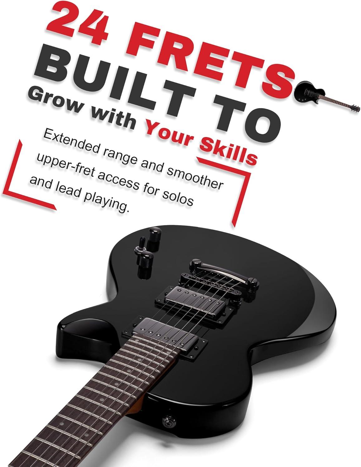 AKLOT 24-Fret Electric Guitar Kit, 40 inch Single Cut (LP Style), Modern Playability Coil-Split Humbucker Pickups, 18:1 Tuning Pegs,W/Guitar Accessories Gig Bag,Cable,Strap,Picks,Strings,Tuner,Book