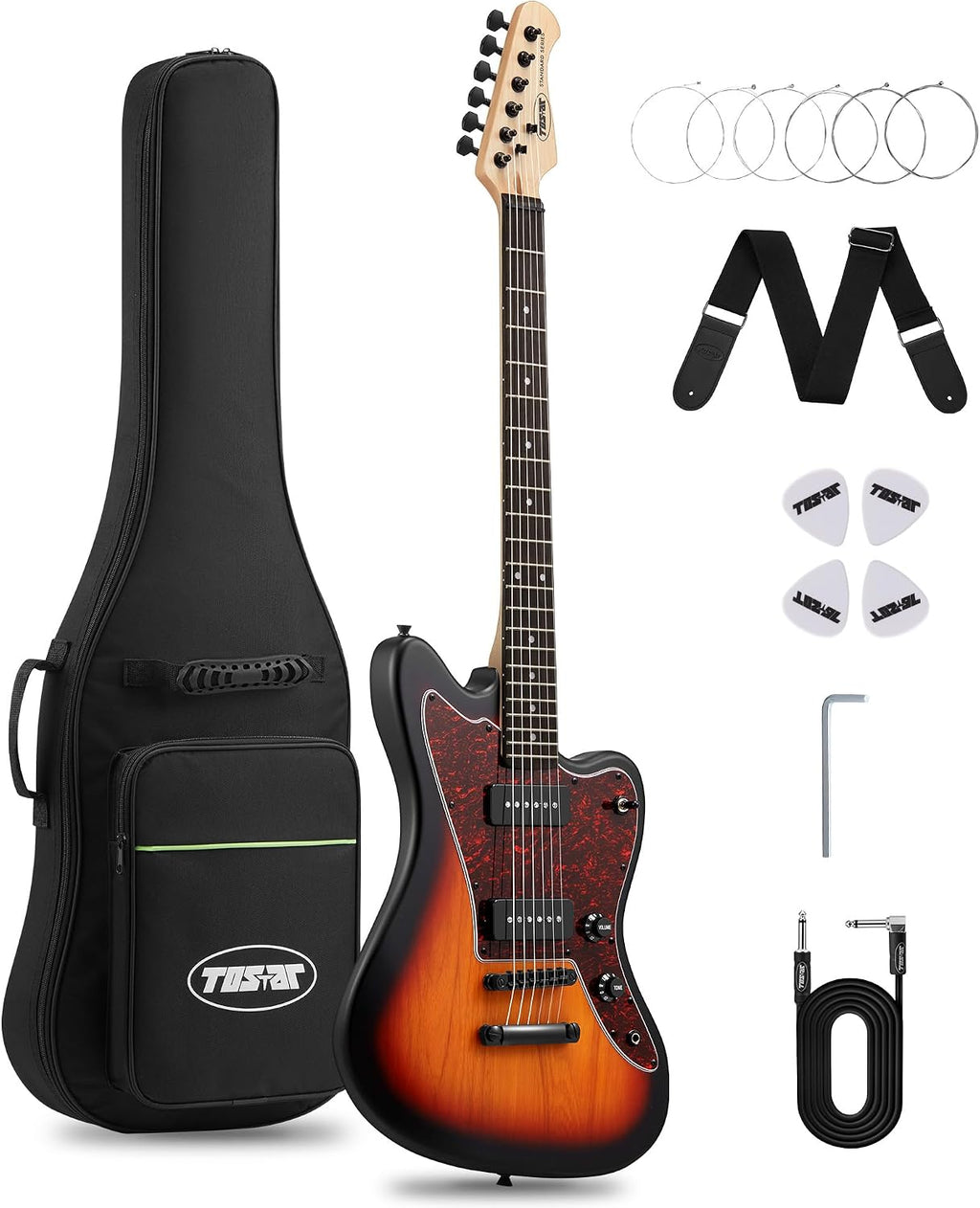 Tostar Electric Guitar: HH Humbuckers, Fixed Hardtail Bridge & Smoked Matte Finish, 3-Way Switch, 39' Solid Body Electric Guitar for Intermediate Players, Guitarra Eléctrica, Birthday Gifts, Sunburst