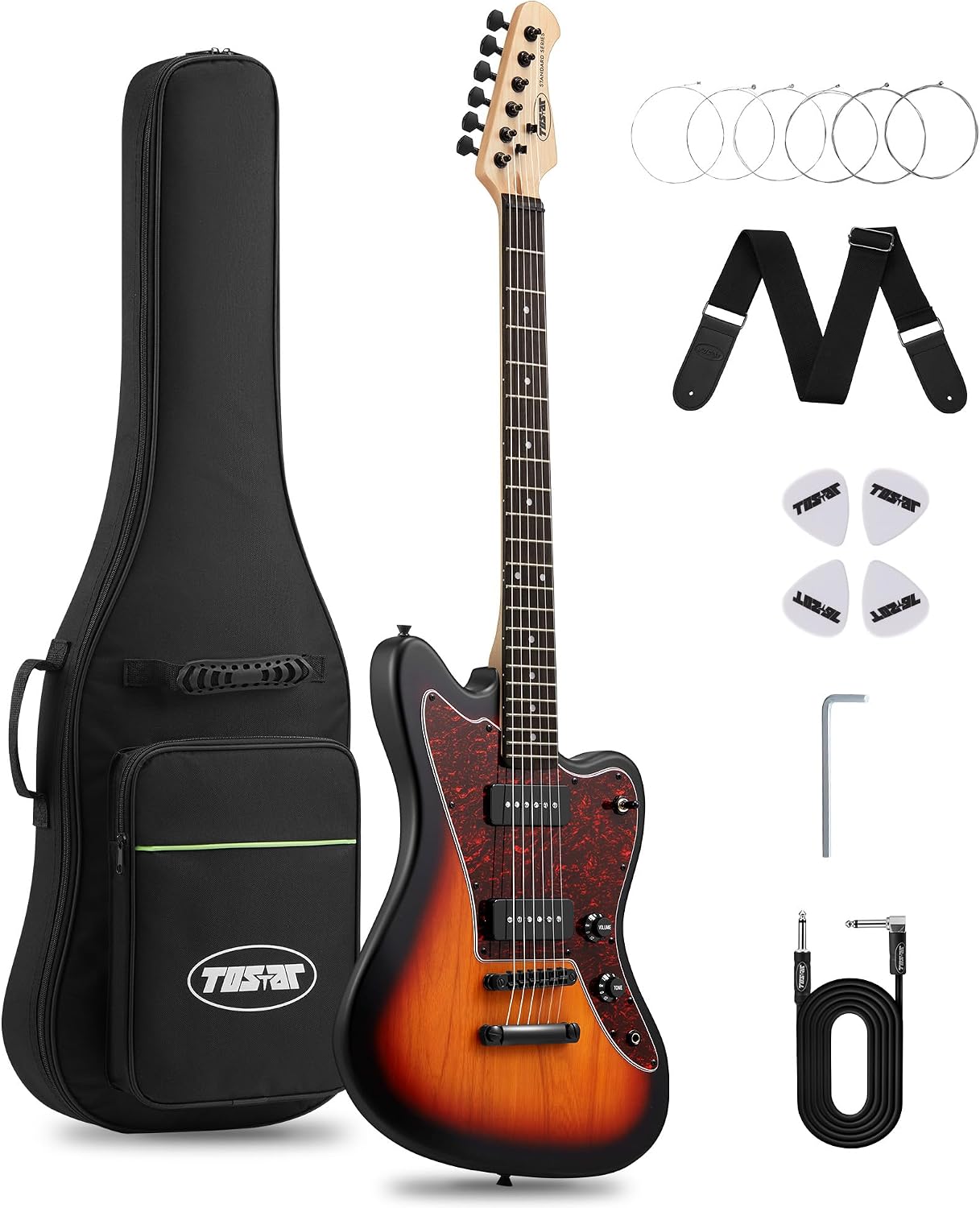 Tostar Electric Guitar: HH Humbuckers, Fixed Hardtail Bridge & Smoked Matte Finish, 3-Way Switch, 39' Solid Body Electric Guitar for Intermediate Players, Guitarra Eléctrica, Birthday Gifts, Sunburst