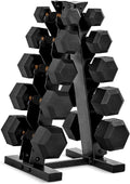 CAP Barbell 150 LB Coated Hex Dumbbell with Copper Handle Weight Set and Vertical Rack