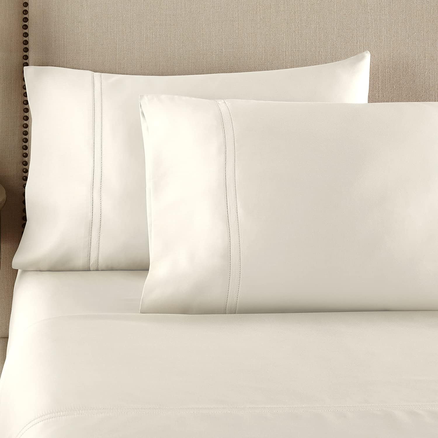 Pure Parima Yalda Sheet Set – 100% Certified Egyptian Cotton, Double-Hem Stitch, Twin XL, Ivory