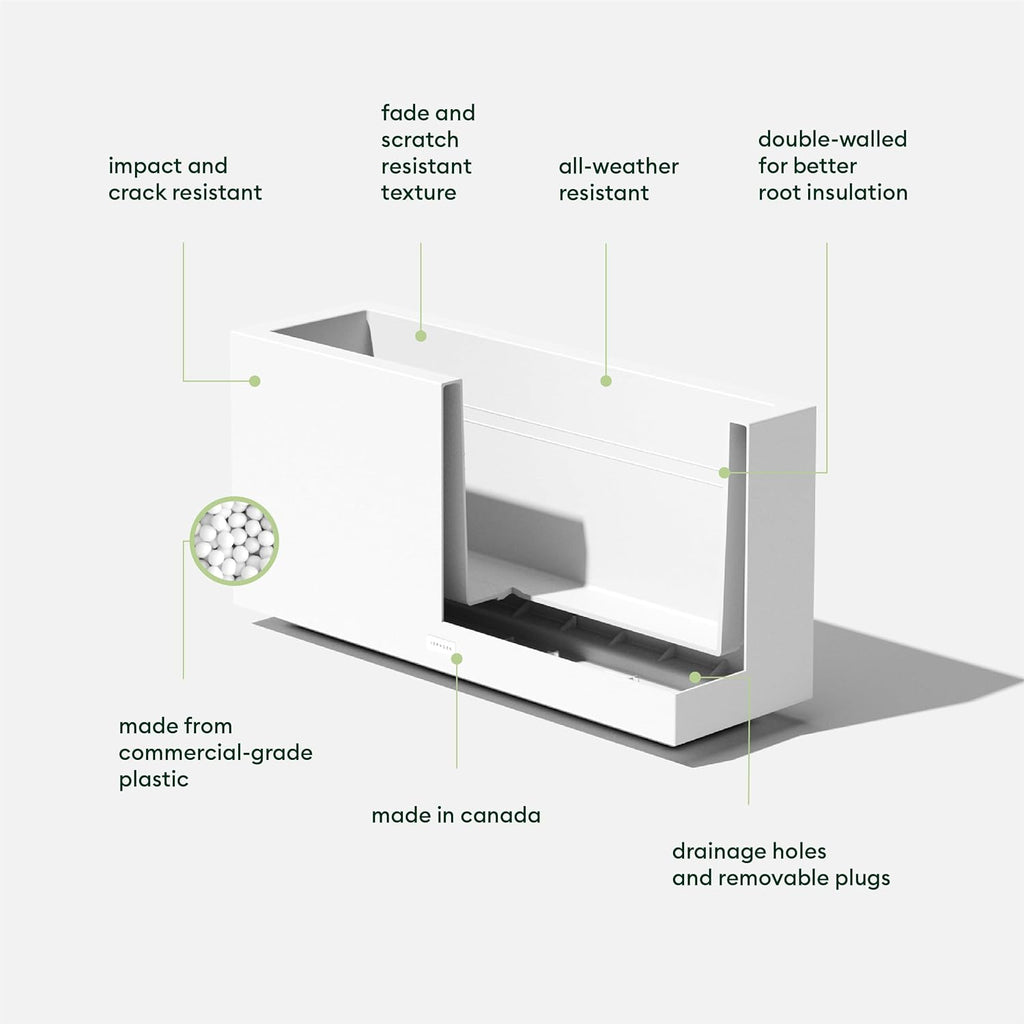 Veradek Block Series Long Box Planter - Large Rectangular Planter for Indoor or Outdoor Patio/Porch | Durable All-Weather Use with Drainage Holes | Modern Décor for Tall Plants, Flowers or Shrubs