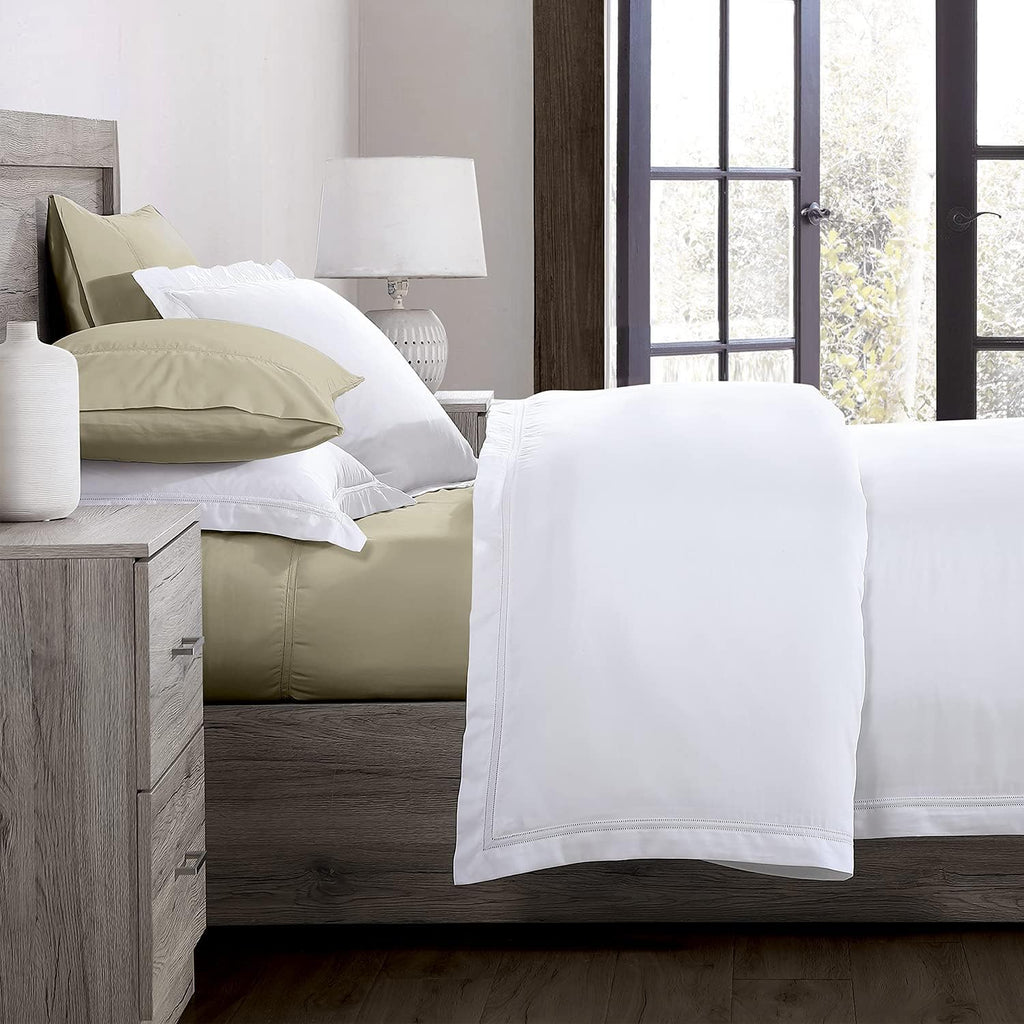 Pure Parima Yalda Sheet Set – 100% Certified Egyptian Cotton, Double-Hem Stitch, Full, Tan