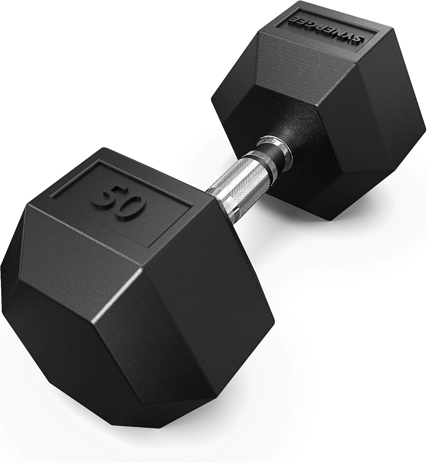 Synergee Rubber Encased Hex Dumbbells with Chrome Handle. All Purpose Weights for Strength & Conditioning Training. Available Size From 2.5 lbs to 50 lbs.