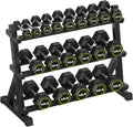 HANDBODE 3-Tier Dumbbell Rack Stand, 1000LB Capacity Storage Rack, Weight Rack for Dumbbells, Kettlebell, 390–700 lb Rubber Coated Fixed Weight Sets, Home Gym Strength Training Equipment