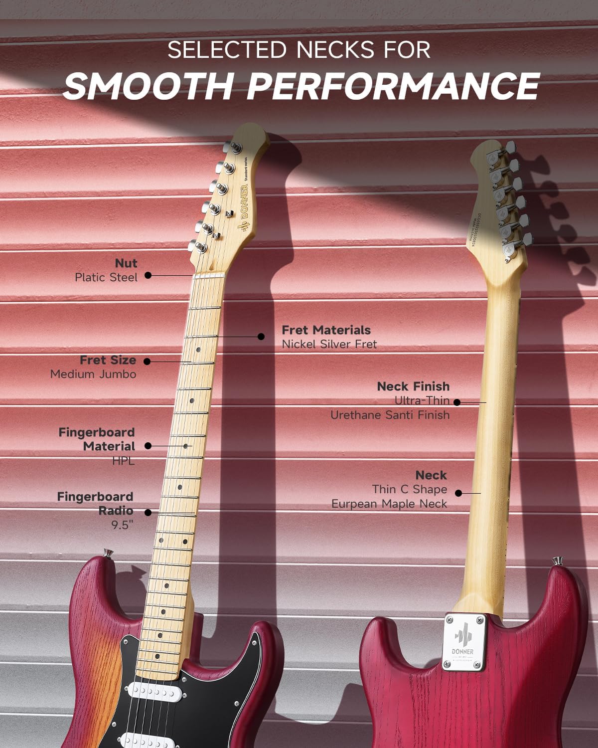 DONNER DST-80 Electric Guitar 39' Beginner Electric Guitar Kit with Amp, Classic SSS Pickup Complete with Gig Bag, Tuner, Capo, Strap, Picks, and Free Online Lessons, CherryBurst